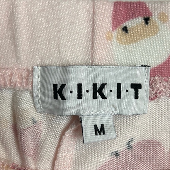 Kikit Pajama set Elf Santa Print M Soft Pants Top Long Sleeve Pink Stretch Pull - Picture 15 of 16